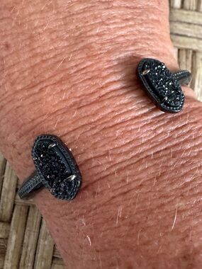 Kendra Scott Elton Gunmetal & Black Drusy Cuff Bracelet